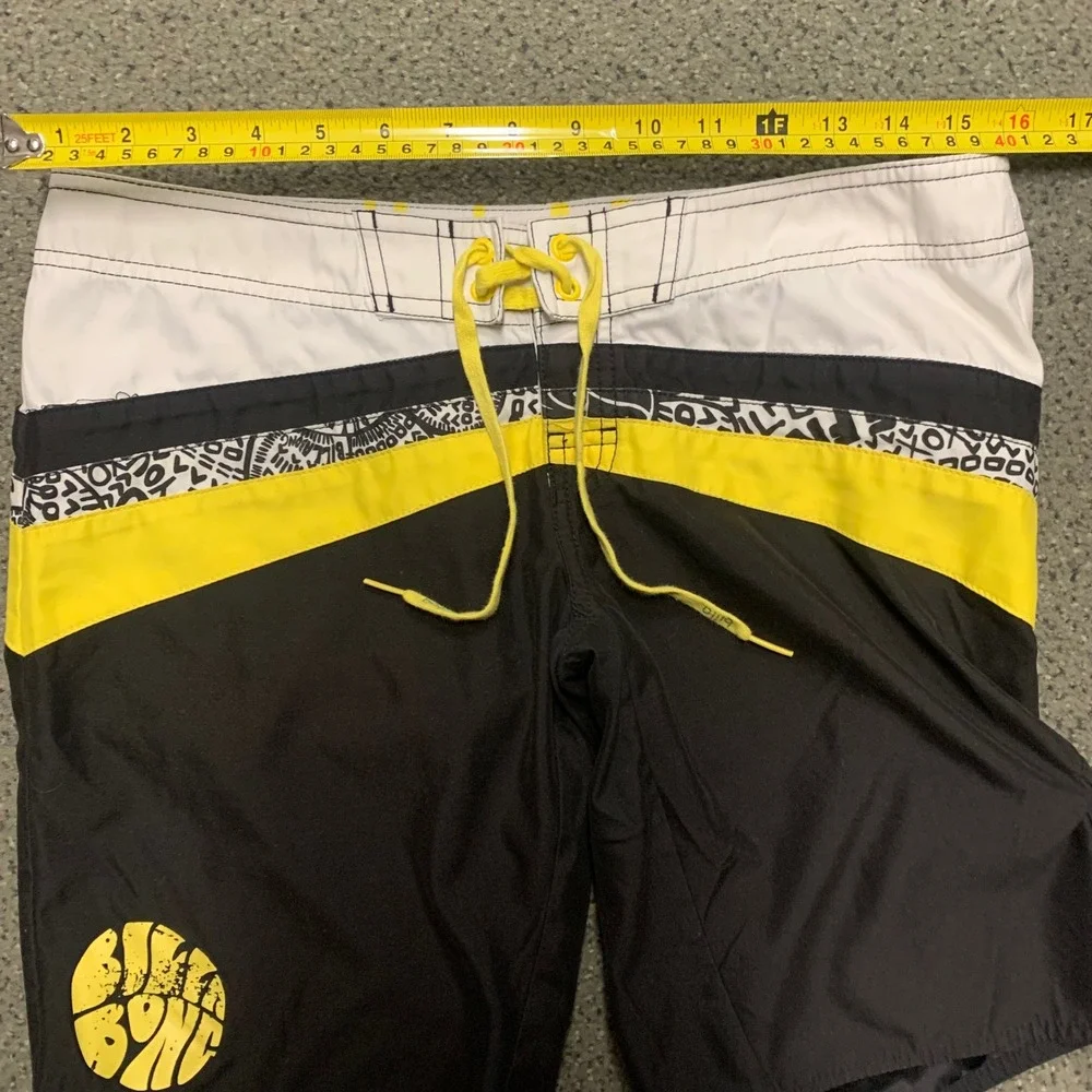 Billabong Boys Board Shorts Size 5‎ Black Yellow Colorblock Swim Trunks JI05ABEN